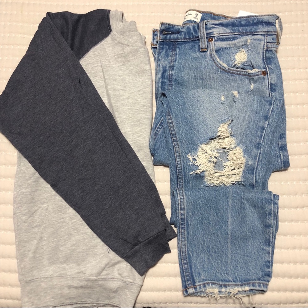 Treasure & Bond grey and navy crew neck sweatshirt